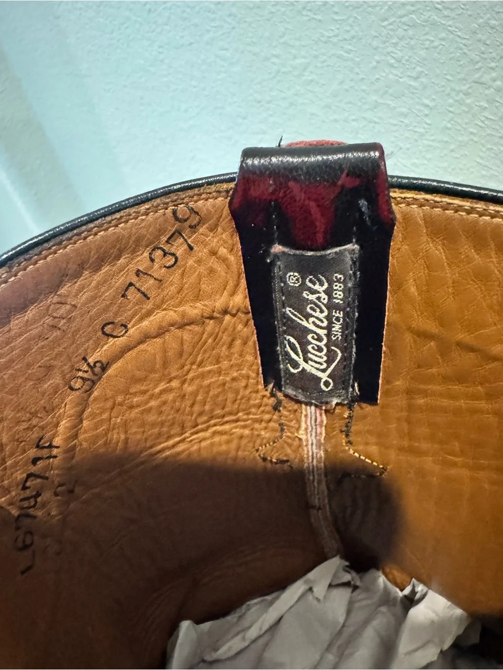 Lucchese Black Cherry Leather Western Boots Size 9.5 C